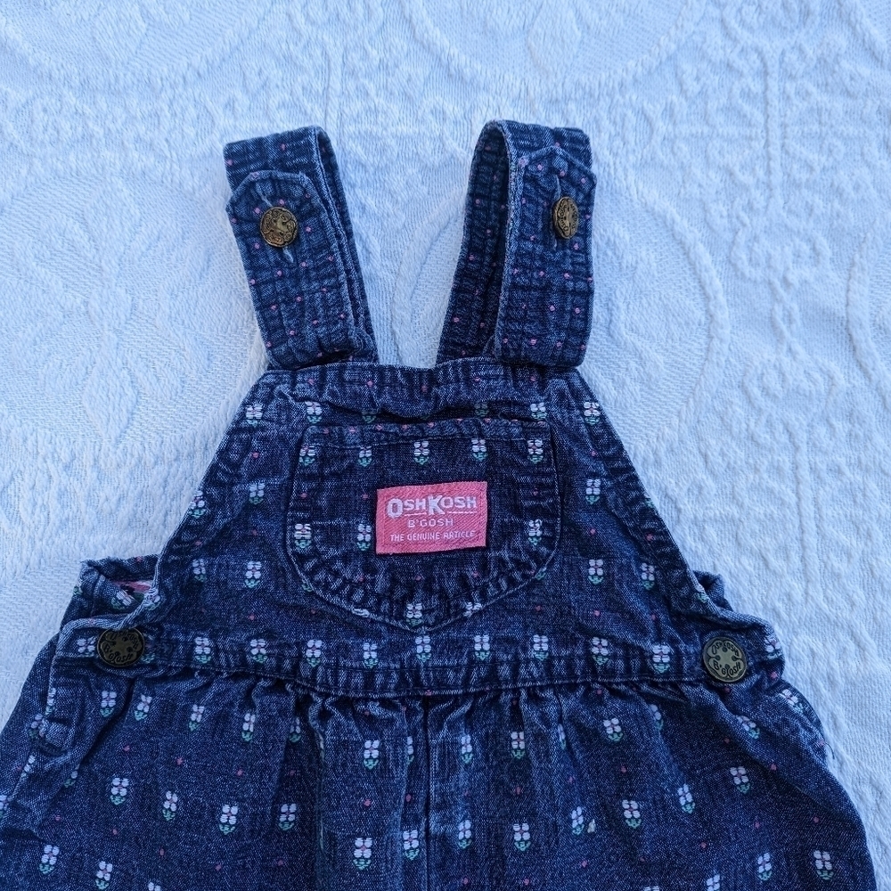 Vintage OshKosh║Floral Denim Overalls║Size 4T - Picture 4 of 8